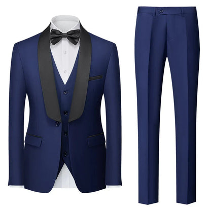Red Men's Suit 3 Piece, Wedding Party Dress Jacket with Pants Vest, Blue, Green, Gray, Black Available, Asian Size M-5XL 6XL