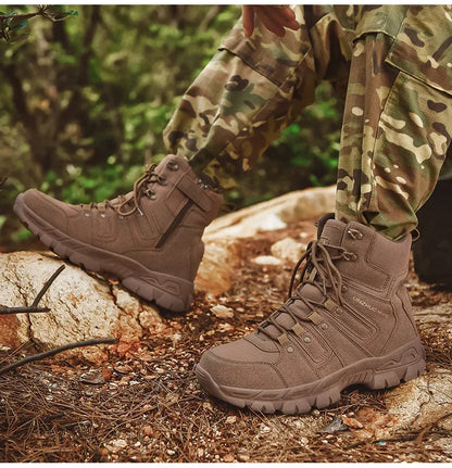 Men Hunting Hiking Shoes Brand Tactical Boots Waterproof Lace Up Desert Unisex Size Plus Army Boots Motorcycle Climbing Shoes