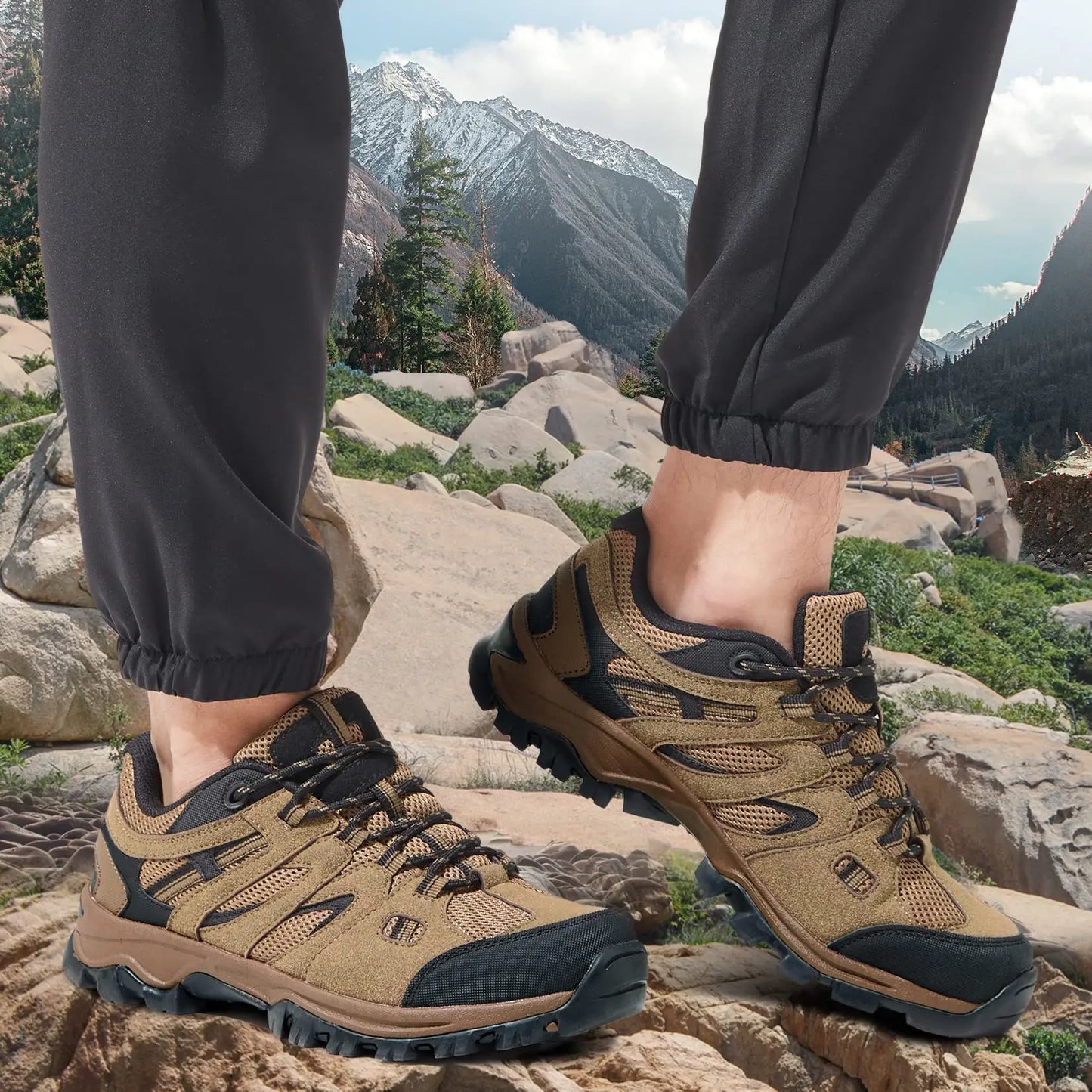 Men's Hiking Shoes Lightweight Trekking Shoes Non-Slip Breathable Outdoor Sneakers for Trail Running Walking