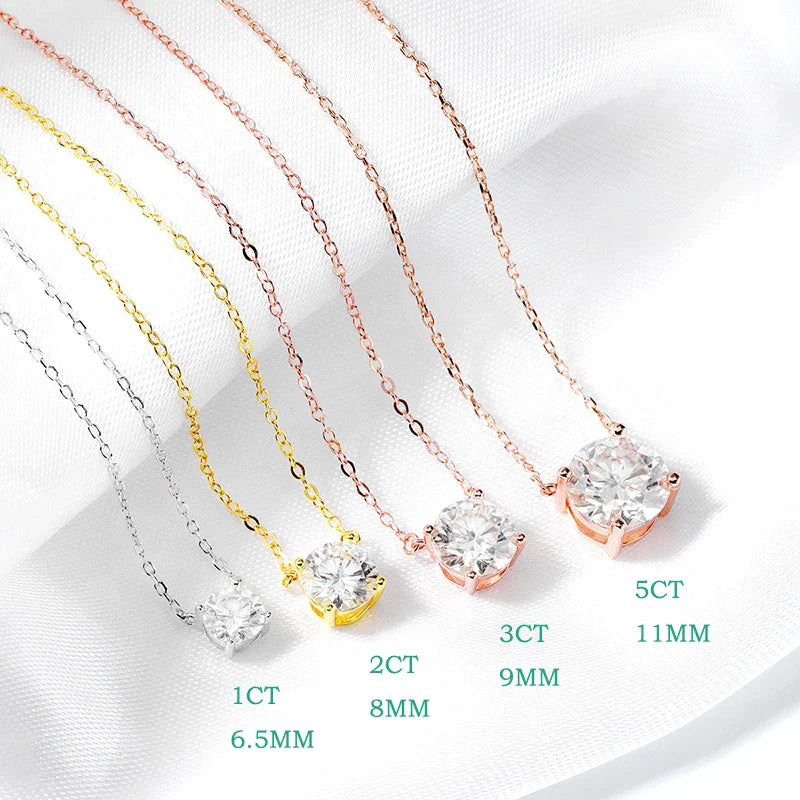 1-5CT Rose Gold Color Moissanite Necklace for Women D Color Sparkling Classic Lab Diamon Pendant Sterling Silver 925 100%