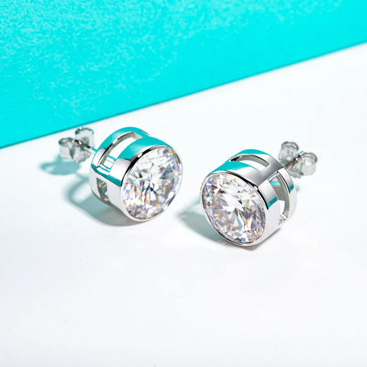 1ct 2ct Total D Color Round Moissanite 18K Gold Plated Stud Earrings Stud Earrings For Woman