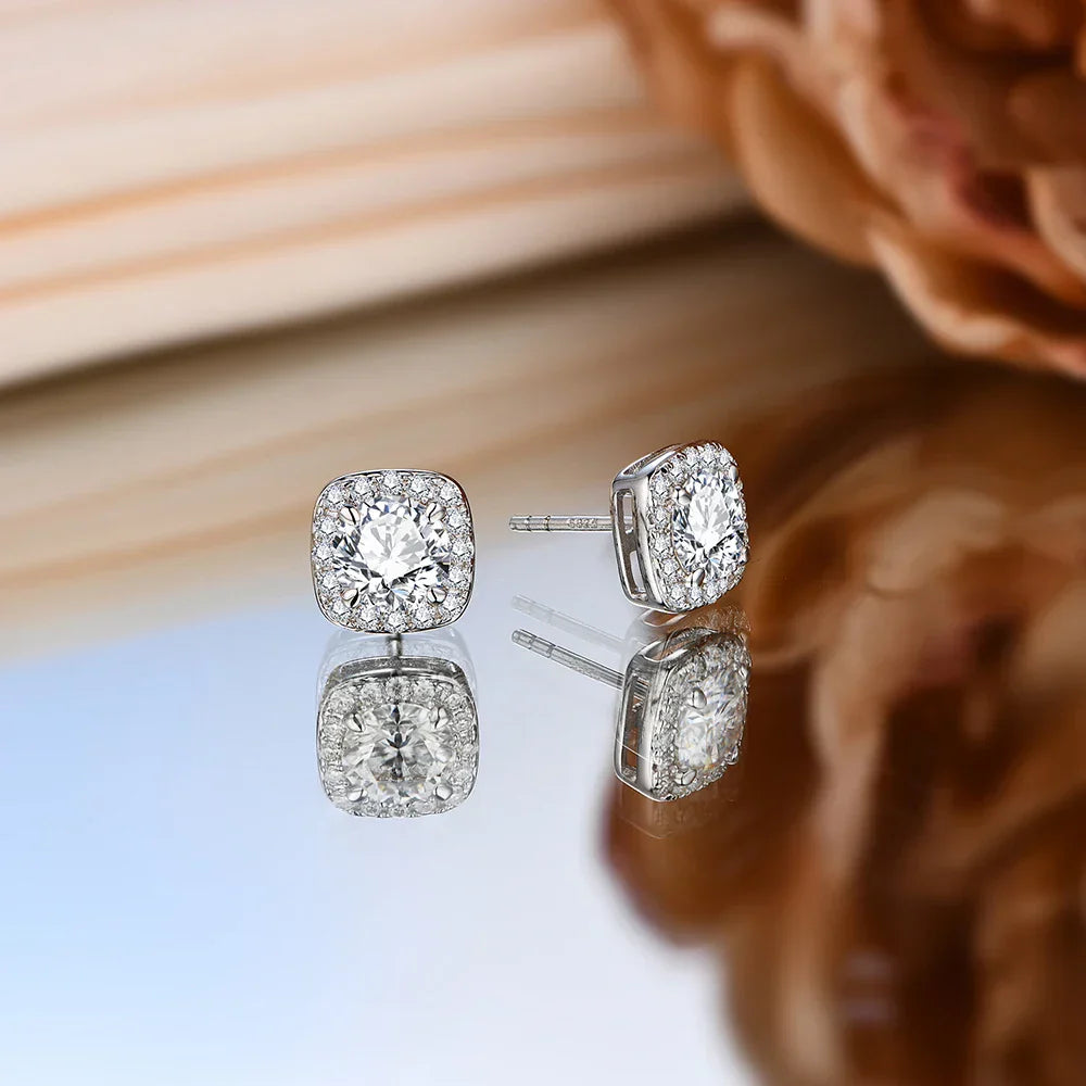 Luxurly 1.0ct Moissanite Earrings Diamond 925 Sterling Silver Gold Plated Moissanite Fine Jewelry Certificate Wholesale