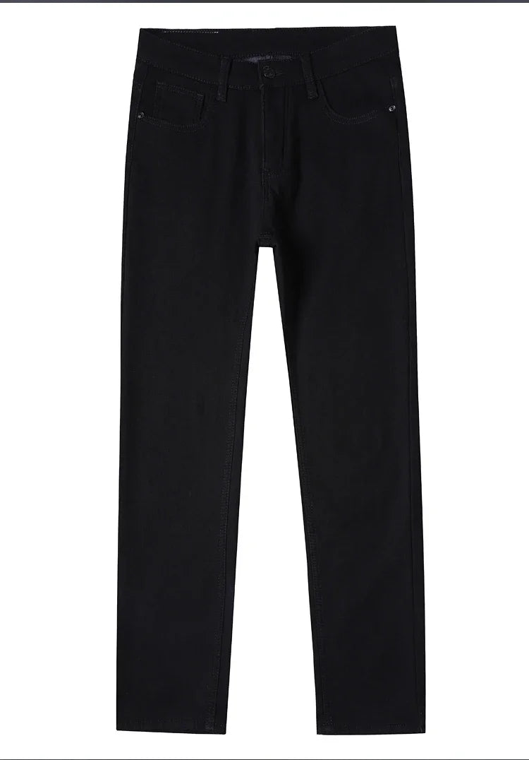 Men New Winter Classics Fleece Thick Warm Jeans Men's Loose Straight Elastic Denim Pants Casual Plush Trousers Large Size 28-40