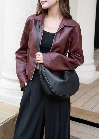 Slouchy Genuine Leather Hobo Bags For Women Luxury Cowhide Soft Crescent Shoulder Bag Crossbody Work Purses Handbags