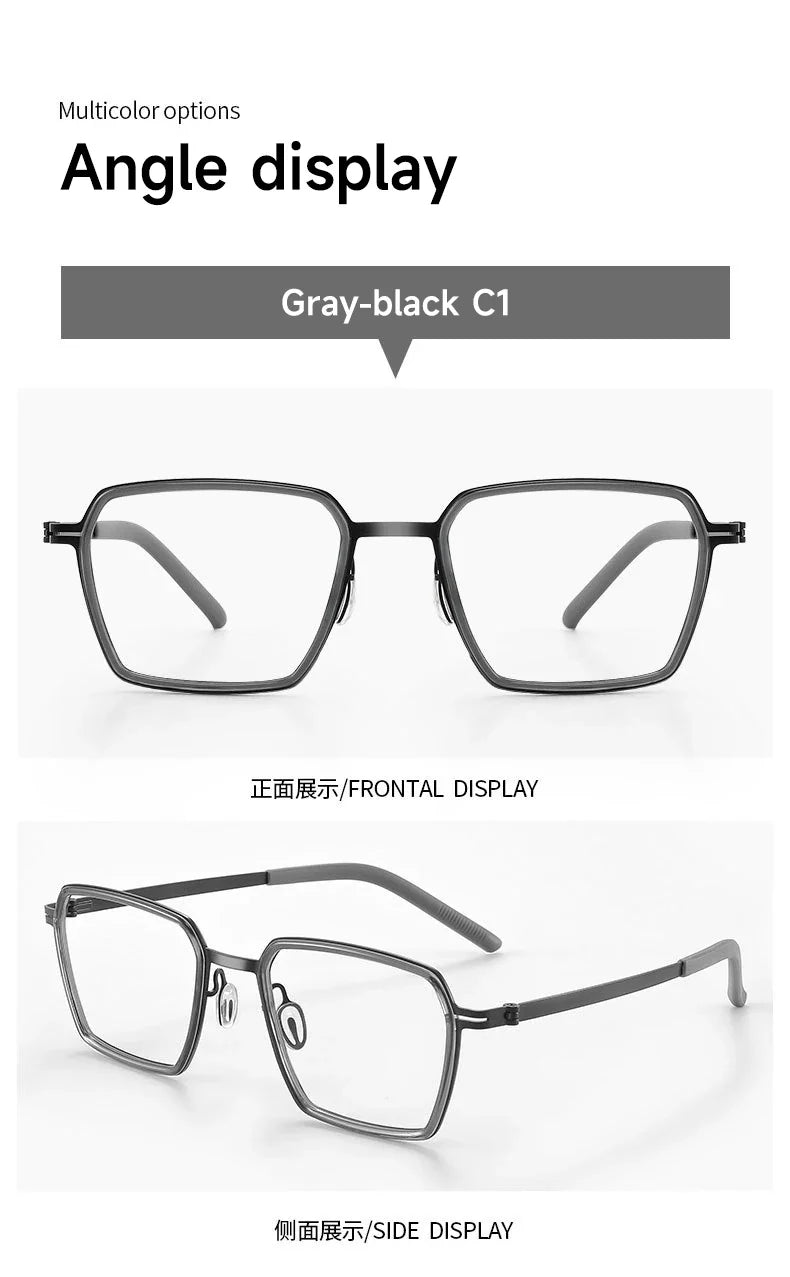 Simple Geometric Polygon Fashion Pure Titanium Vintage Design Blue Light Protection Glasses Customizable Prescription 2715