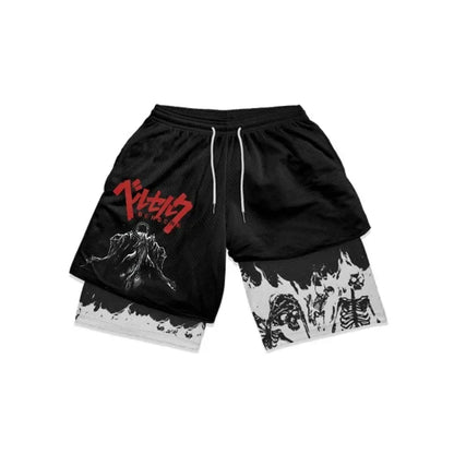 Y2K Summer Men Streetwear Anime Berserk Oversize Active Athletic Gym Short Pants Training Fitness Workout Track Shorts Clothes