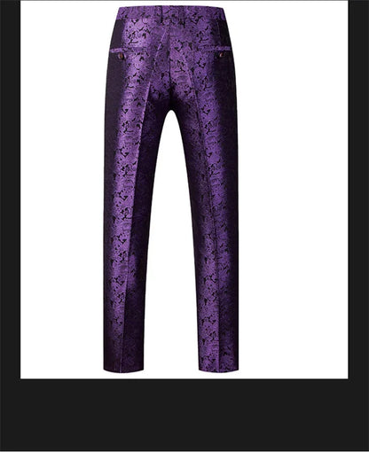 New Men Luxury Jacquard Suit Pants Fashion Wedding Party Groom Dress Trouser