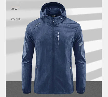 Summer Outdoor Quick Dry Sun-Protective Thin Jacket Men Hiking Fishing Cycling Hooded Gym Sport Windbreaker Ultra Light Coats
