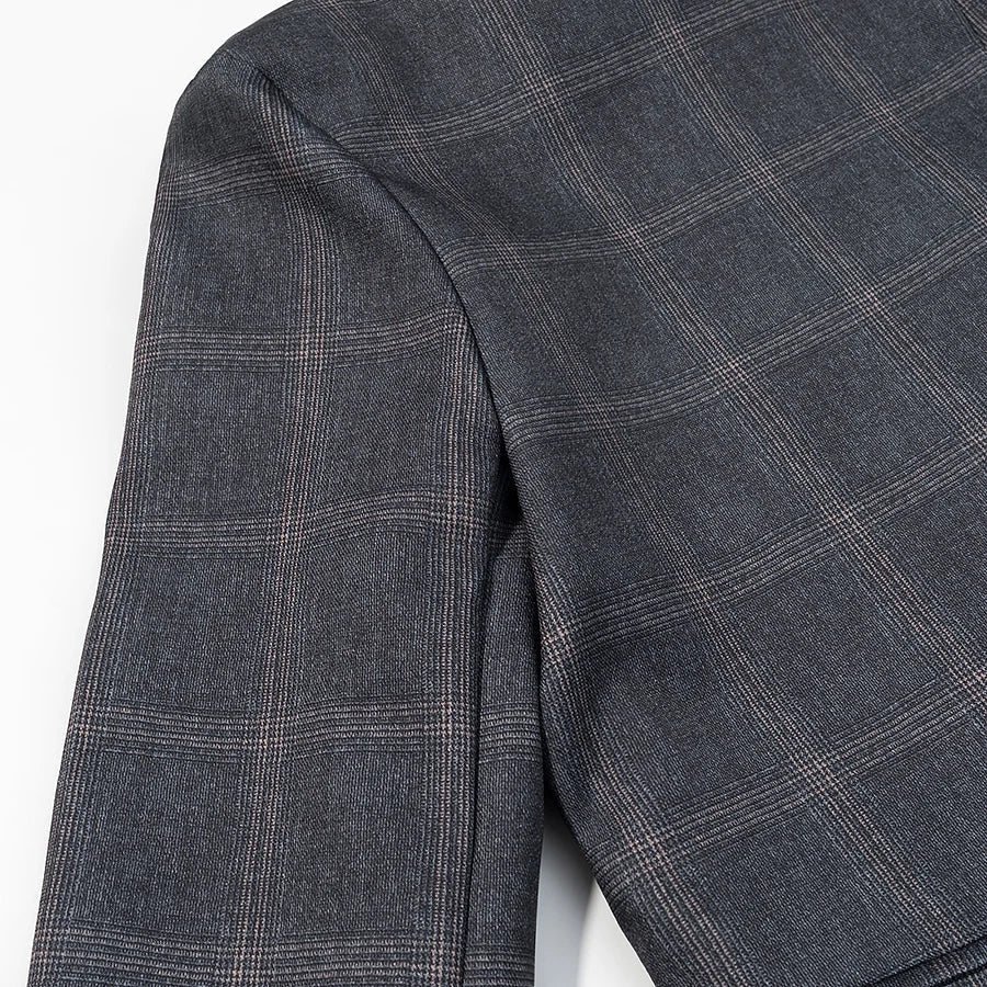 Women Fashion Plaid Blazer Coat Stand Collar Long Sleeve Jacket 2026 Spring Trend Casual Office Lady Chic Outerwear