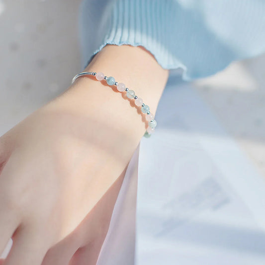 Bracelet en Argent Sterling 925 Perles Colorées Breloques en Cristal, Nouveau Bracelet de Luxe Tendance avec Chaîne pour Femme, Bijou de Fête