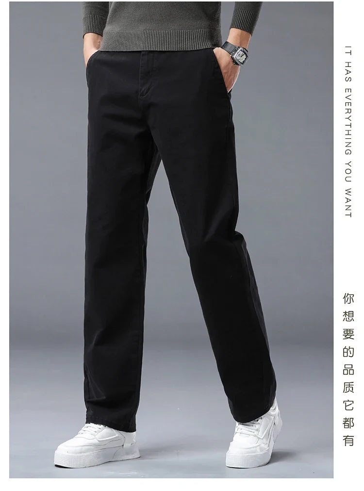 190 Cm Tall Men's Pants Summer Straight Chino Trouser Male Stretch Cotton Office Work Extra Long Leg Length 115 110cm Lengthed