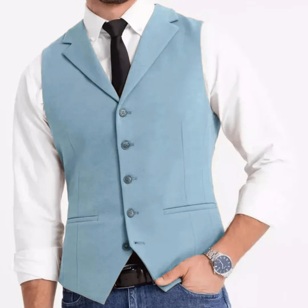 Men Vest White Double Button With Pocket Solid Waistcoat For Wedding Banquet Business Work Office Casual Daily Men Suit Vest