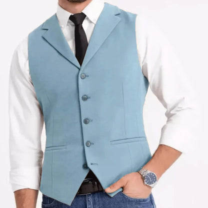 Men Vest White Double Button With Pocket Solid Waistcoat For Wedding Banquet Business Work Office Casual Daily Men Suit Vest