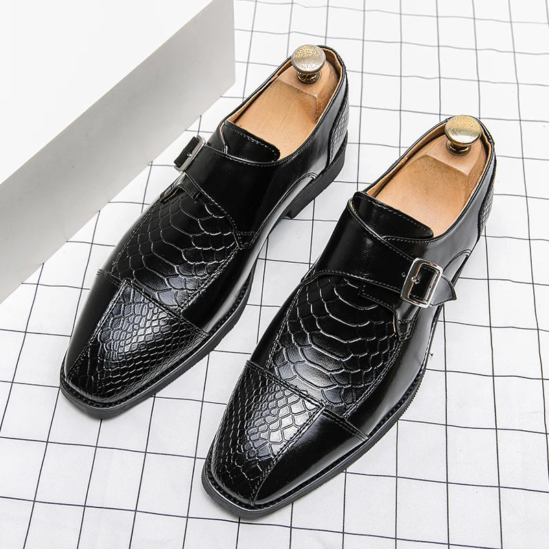 Leather Designer Brand Monks Snake Luxury Men Casual Office Business Man Loafers Mens Moccasins Driving Wedding Dress Male Shoes