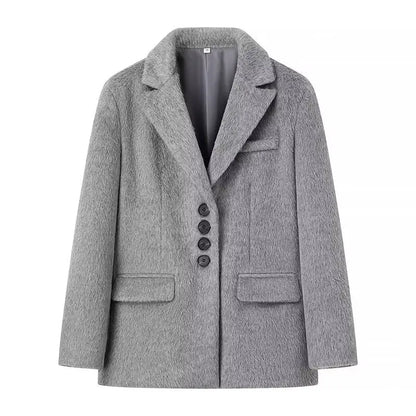 2026 Women Winter Blazer Coat Turn Down Collar Warm Coat Turn Down Collar Fashion Design Blazer Feminino Tops Clothes