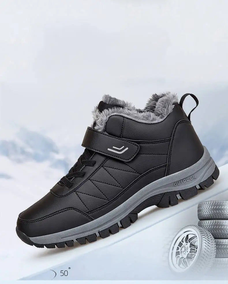Winter Men Boots PU Leather Snow Boots Man Plush Warm Causal Shoe Waterproof Men Boots High Quality Male Sneakers Ankle Boots