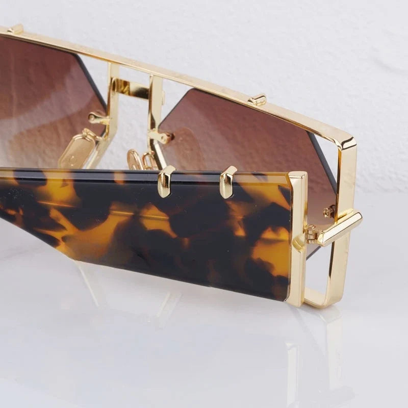 Hexagon 004 Desinger Brand Sunglasses Men Women Metal Thick Acetate Luxury Square Classical Outdoor Solar Shades UV400 with Case