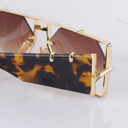 Hexagon 004 Desinger Brand Sunglasses Men Women Metal Thick Acetate Luxury Square Classical Outdoor Solar Shades UV400 with Case