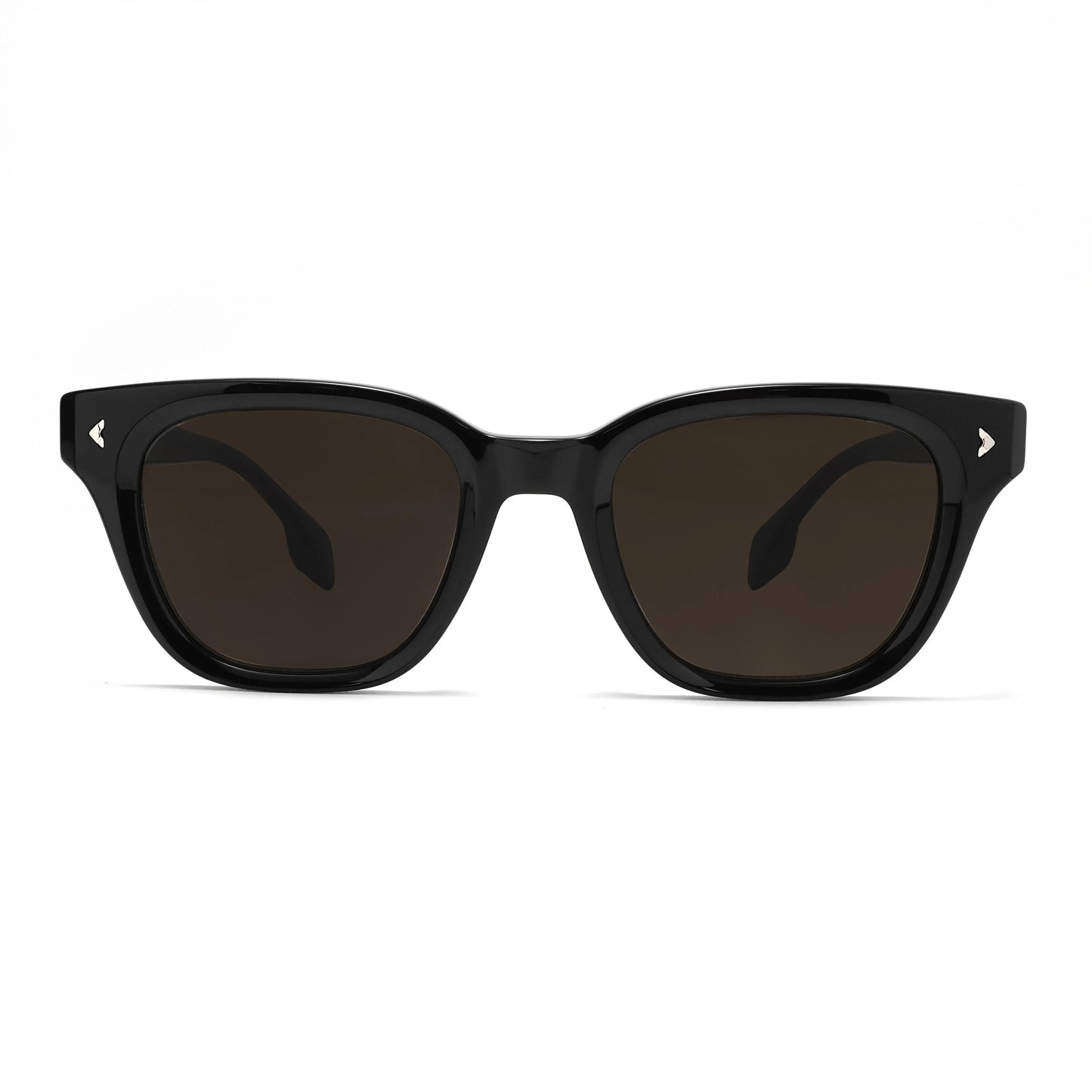 Retro Sunglasses Black Acetate Dark Red Temples UV400 Non-Polarized Rectangle Unisex Eyewear