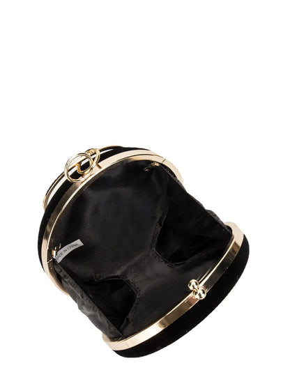 Women Velvet Evening Bag Party Metal Crystal Round Clutches Evening Bags Wedding Bag Bridal Shoulder Handbag Clutch Purse
