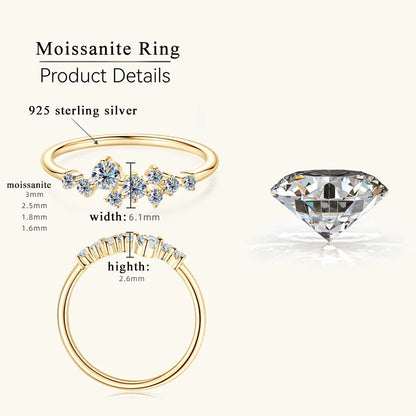 Moissanite Diamond Necklace Ring 925 Sterling Silver Cluster Pendant Jewelry Set For Women Laides Engagement Rings Gift