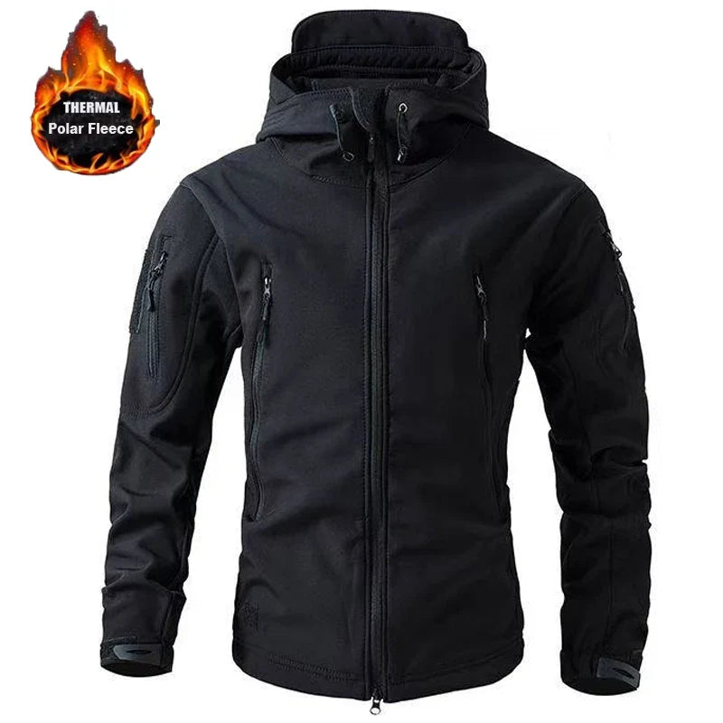 Men's Winter Fleece Warm Sharkskin Tactical Outdoor Jackets Camping Hiking Trekking Hunting Military Climbing Cargo Hooded Coat
