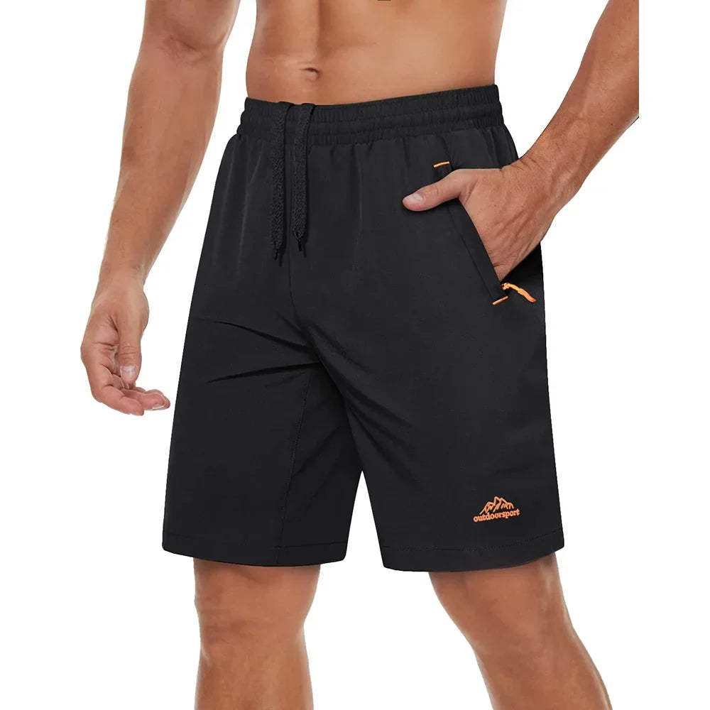 Quick Dry Athletic Running Shorts with Zipper Pockets Men's Summer Shorts for Gym Training Workout Hiking Casual Shorts