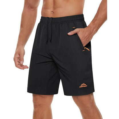 Quick Dry Athletic Running Shorts with Zipper Pockets Men's Summer Shorts for Gym Training Workout Hiking Casual Shorts