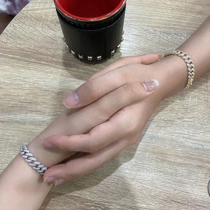 S925 Sterling Silver Plated 18K Gold Cuban Bracelet for Women Men High Carbon Zircon Diamond Bracelets Hip Hop Link Chain