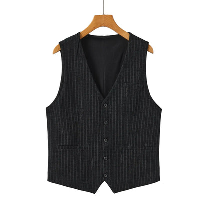 New Plus Size Mens Vest Checkered Elastic Single Breasted Waistcoat For Host Groom Groomsmen Coffee Khaki l Suit Vest for Men