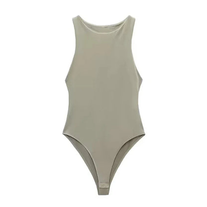Women Fashion With Halter Neck Skinny Bodysuit Sexy Sleeveless Snap-button Female Playsuits Mujer