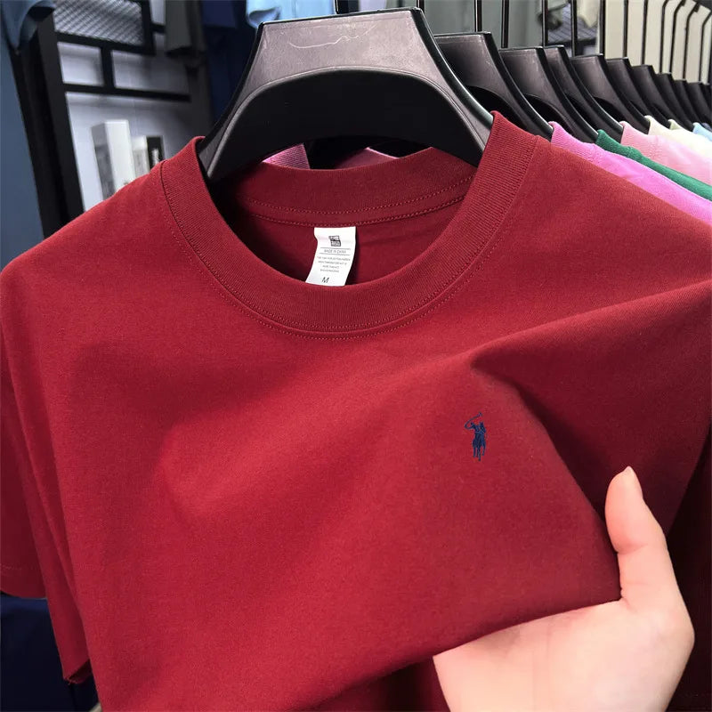 100% cotton high-end short sleeve T-shirt summer designer brand pony embroidery round neck top fashion casual golf men's wear