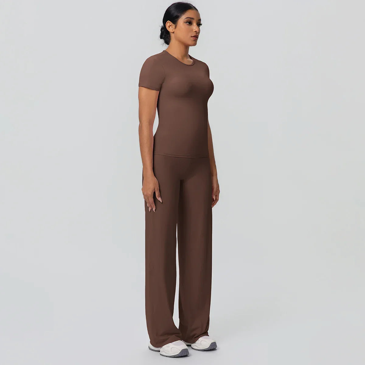 Fitness Sports Workout Yoga Set for Women Naked Feel Slim Casual Workout Top T-Shirt Quick Drying Push Up Running Pants Yoga Set