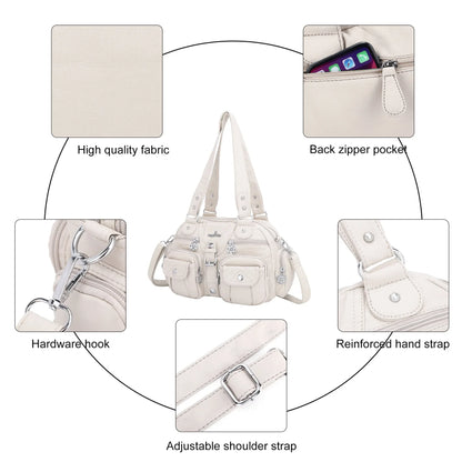 Vintage Bag Women Small Handbags Satchel Top-handle Handbag PU Shoulder Bag Fashion Dumpling Pack Multi-pockets Shoulder Bags
