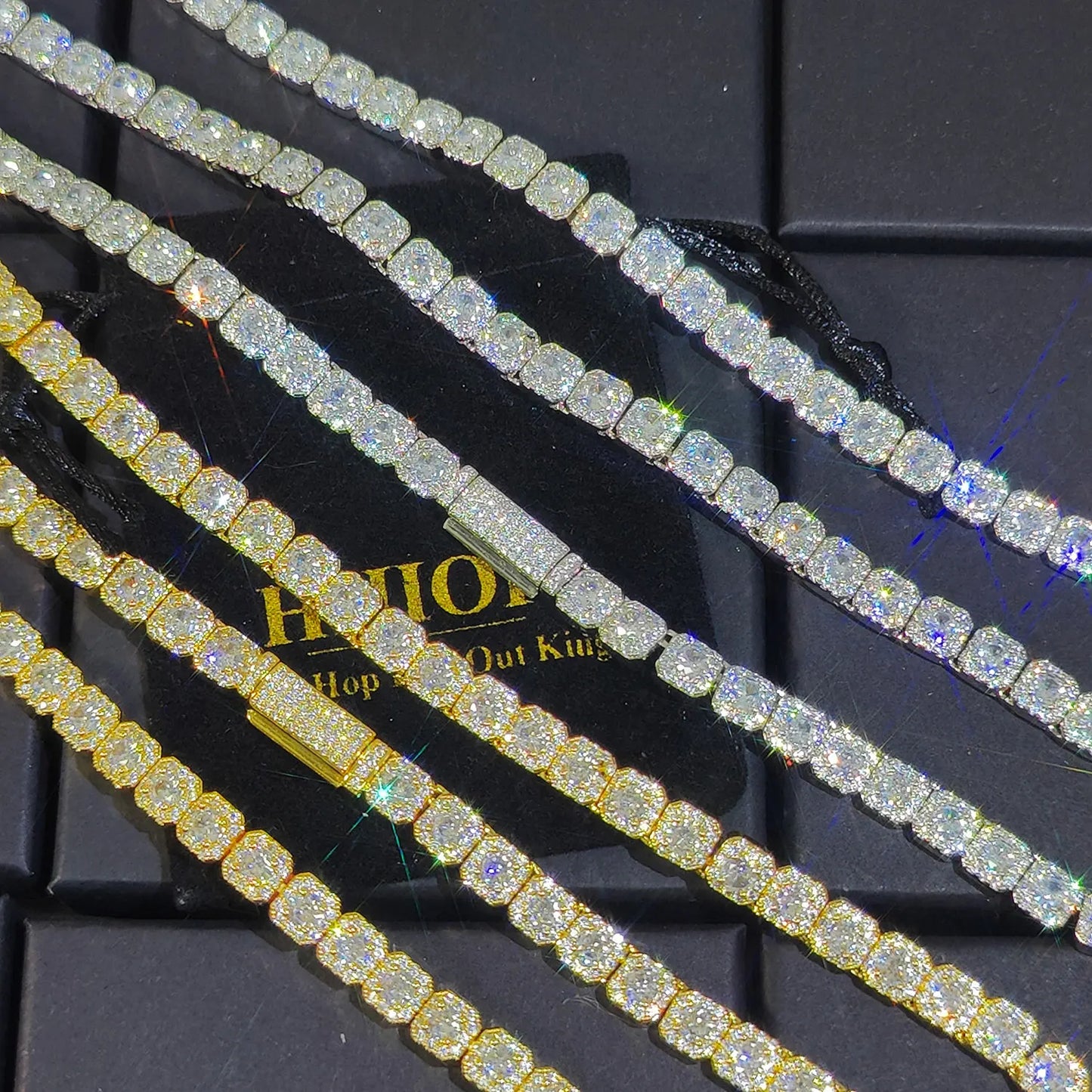 Clustered Diamond Tennis Chain Miami Tennis Link Bracelet for Women 7MM Iced Out CZ Cuban Necklace Hip Hop Jewelry Gifts