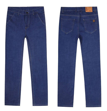 Light blue classic business jeans, fashionable breathable denim elastic pants, black blue men's straight leg jeans, sizes 28-40
