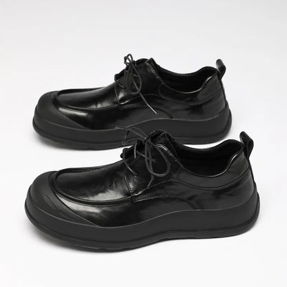 Spring New Designer Business Casual Shoes for Men Black Genuine Leather Shoes Male British Style Soft Sole Fashion Shoe Man