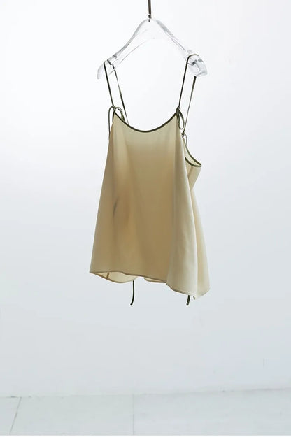 2026 Summer Women's 100% Mulberry Silk Satin Camisole with Adjustable Straps Loose Top