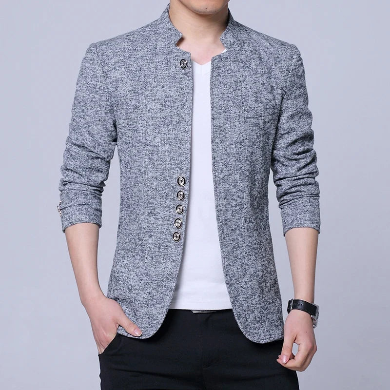 Men's Autumn Winter Casual Slim Fit Plaid Suit Jacket Korean Style Fleece Thickened Coat Large Size Single Breasted Westwear