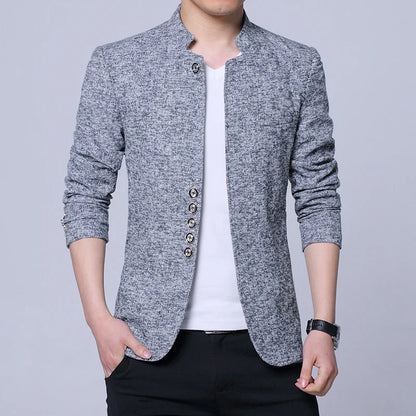 Men's Autumn Winter Casual Slim Fit Plaid Suit Jacket Korean Style Fleece Thickened Coat Large Size Single Breasted Westwear