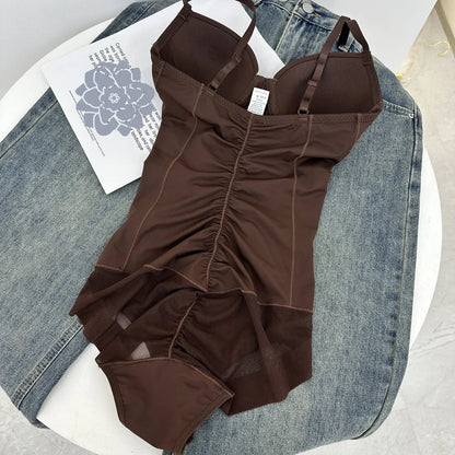 Thin Shapewear Bodysuit with Built in Bra Tummy Control Postpartum Slimming Underwear