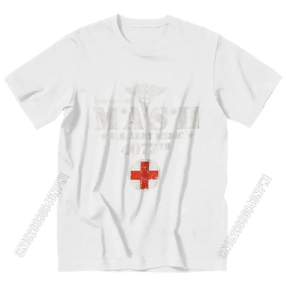 Vintage Mash Tv Show Men T Shirt 100% Cotton Tee Tshirts Summer T-Shirt Gift Women Unisex Clothes Novelty Design