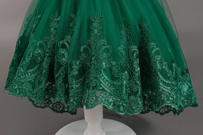Girls Flower Embroidery Party Dresses Kids Summer Formal Holiday Birthday Gown Kids Trailing Evening Princess Clothes 1-6