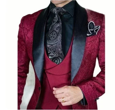 Elegant White Suits for Men Fashion Shawl Lapel Jacquard Male Suit Luxury Formal Party Prom Groom Wedding Tuxedo 3 Piece Set