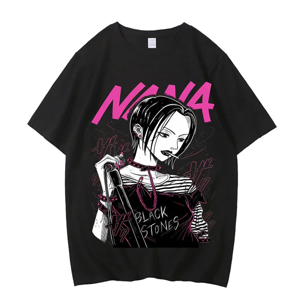 Black Stones Nana Osaki cotton t shirt male Y2k graphic Pastel aesthetic tshirt 2000s kawaii Pastel anime 2000s Comfortable