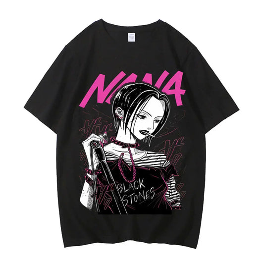 Black Stones Nana Osaki cotton t shirt male Y2k graphic Pastel aesthetic tshirt 2000s kawaii Pastel anime 2000s Comfortable