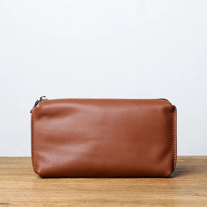 Leather Leisure Man With Long Purse, Soft Leather, Hand Zipper, Money Chuck Layer, Cowhide Credit Card Bag, Cell Phone Bag