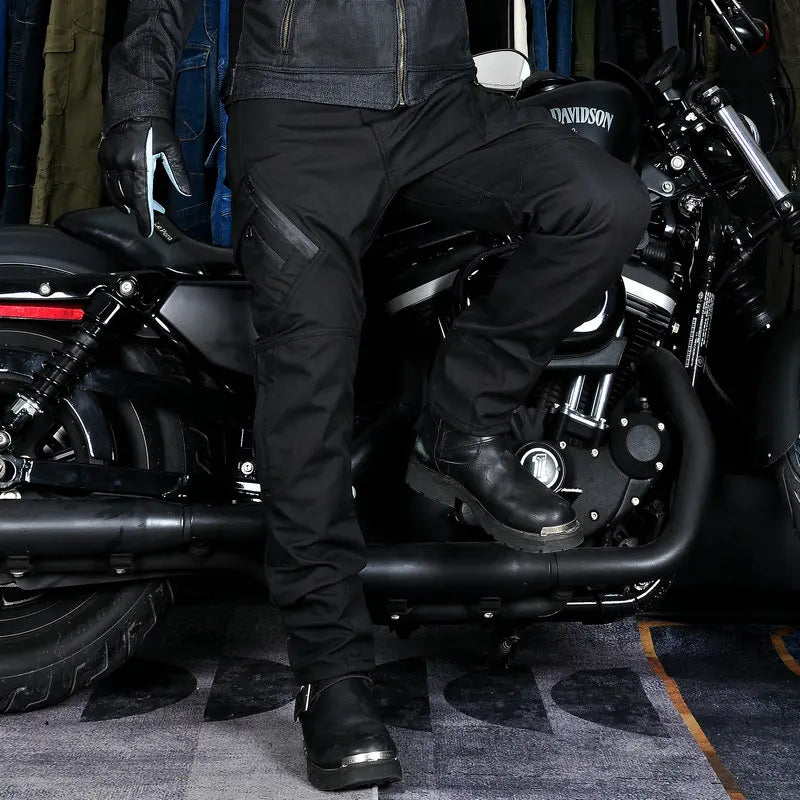 Waterproof Motorcycle Riding Pants All-Season Reflective Strip Adjustable Waistband Knee & Hip Pad for Outdoor Riding pants