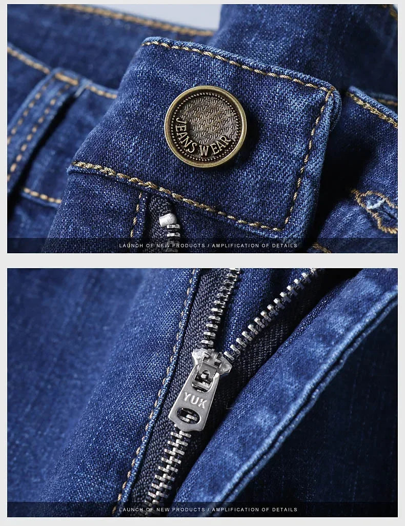 Men Fashion Straight Jeans Mens 2024 New Stretch Slim Fit Pants Comfortable Soft Business Denim Trousers Male Brand Clothing