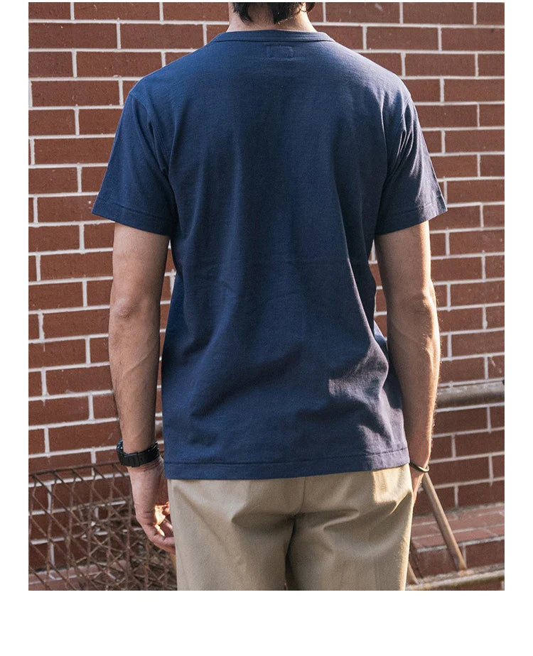 Rugged Bronson Loopwheel Tubular Pocket T-Shirt 220g Slub Cotton Men's Seamless Side Tee Short Sleeve